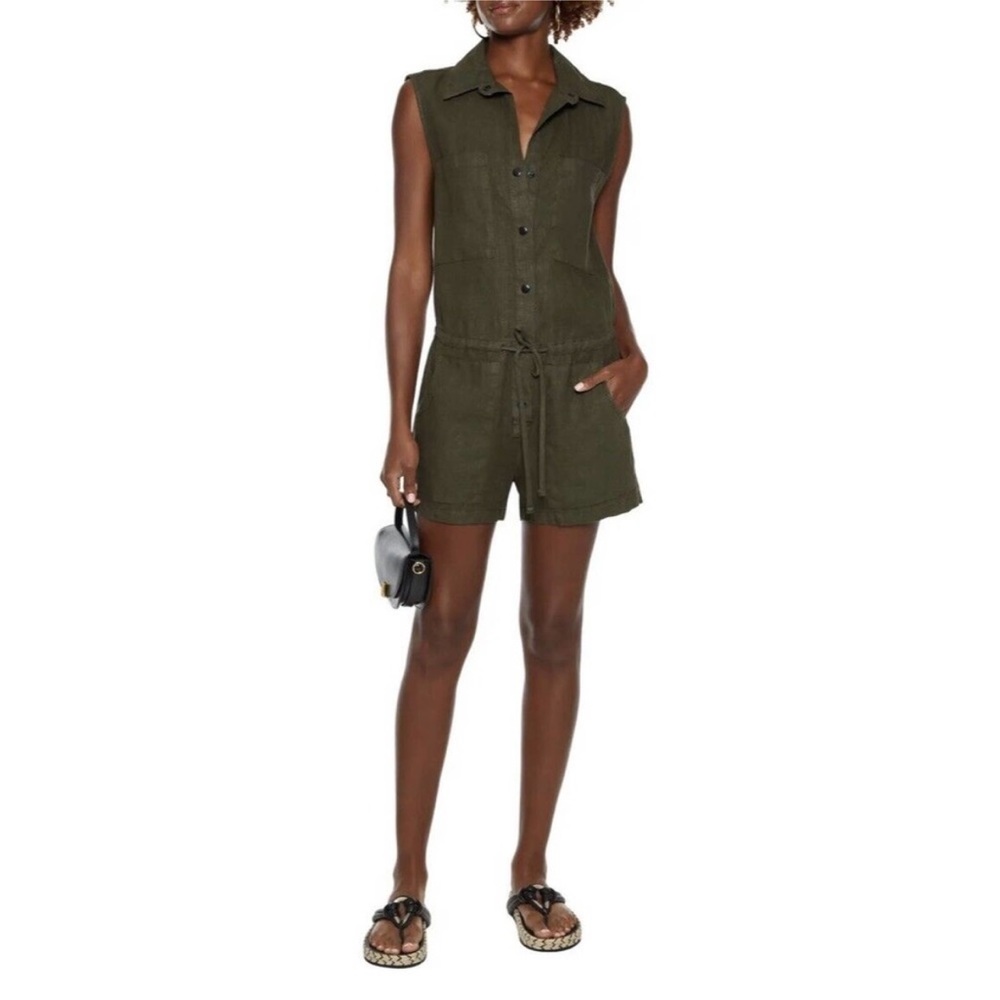 Enza Costa Linen Blend Romper in Gray